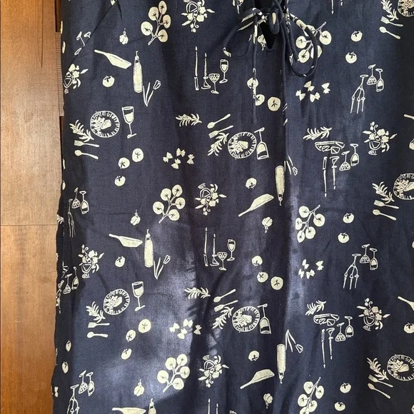 Abercrombie & Fitch Linen-Blend Tie-Front Mini Dress in Navy Patten 🍷🍝🍅 - Picture 11 of 13